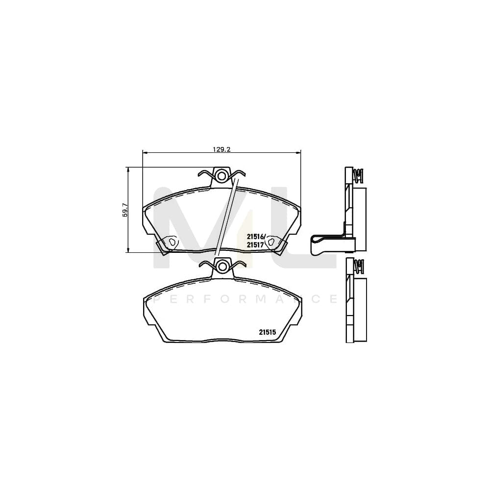 Hella 8DB 355 018-031 Brake Pad Set With Acoustic Wear Warning, With Brake Caliper Screws | ML Performance Car Parts