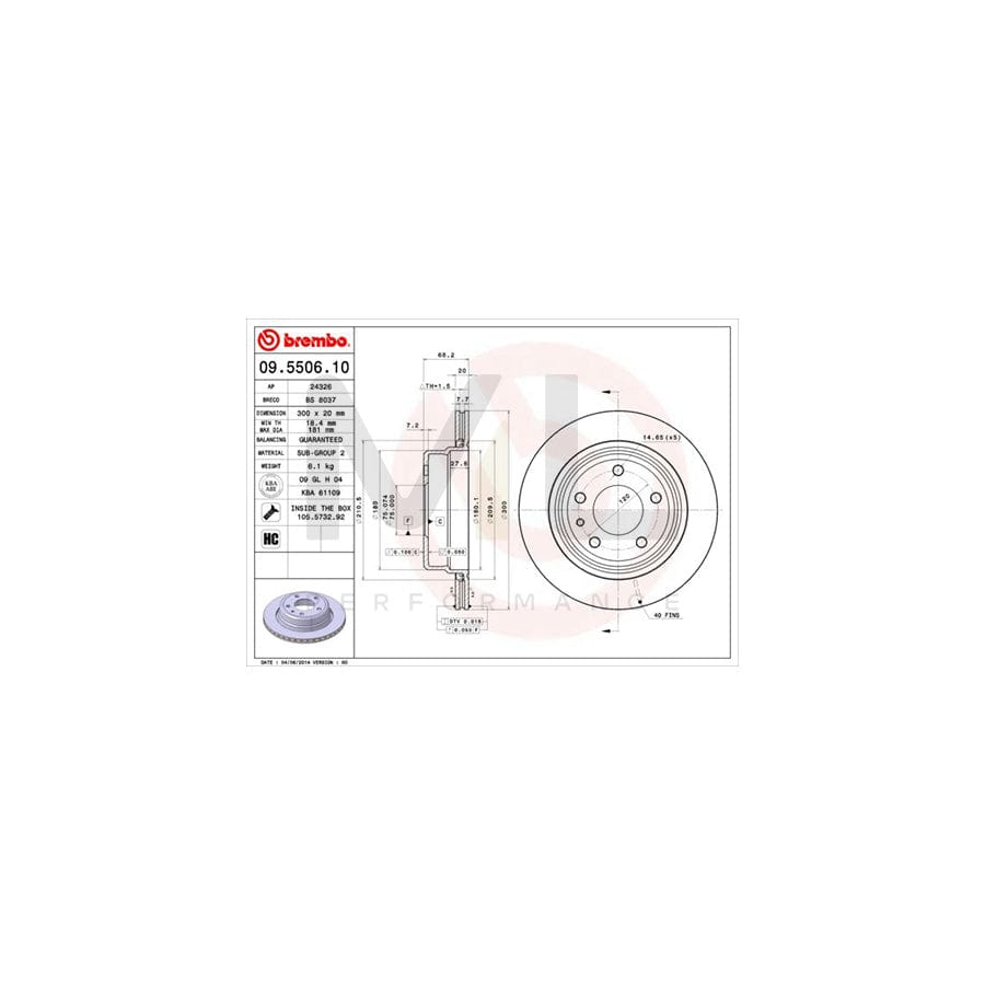 BREMBO 09.5506.10 Brake Disc for BMW 7 (E32) Internally Vented, High-carbon, with bolts/screws | ML Performance Car Parts