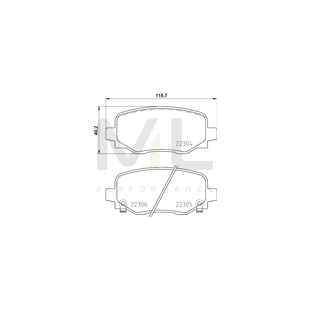 Hella 8DB 355 025-481 Brake Pad Set With Acoustic Wear Warning, With Brake Caliper Screws, With Accessories | ML Performance Car Parts