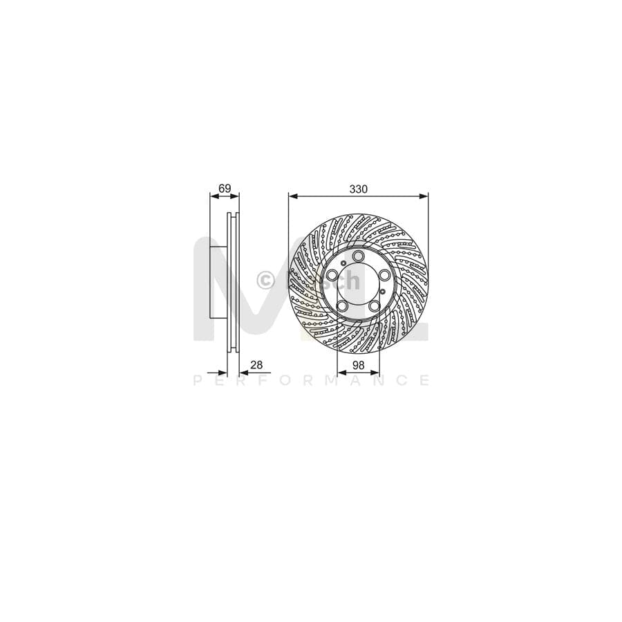 BOSCH 0 986 479 D24 Brake Disc Perforated, Vented, Coated, High-carbon, with bolts/screws | ML Performance Car Parts