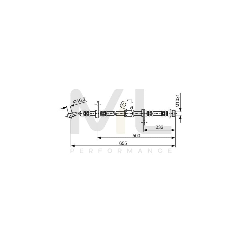 BOSCH 1 987 476 322 Brake Hose 640mm, M10x1 | ML Performance Car Parts