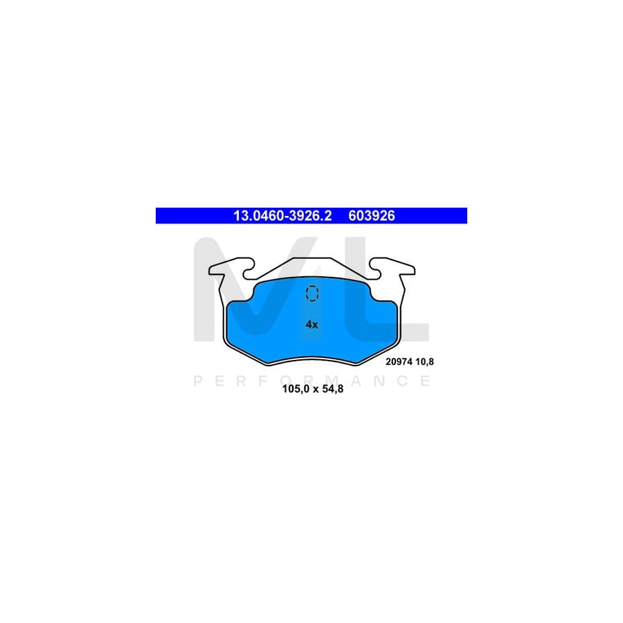 ATE 13.0460-3926.2 Brake pad set for RENAULT Clio II Hatchback (BB, CB) excl. wear warning contact, not prepared for wear indicator | ML Performance Car Parts