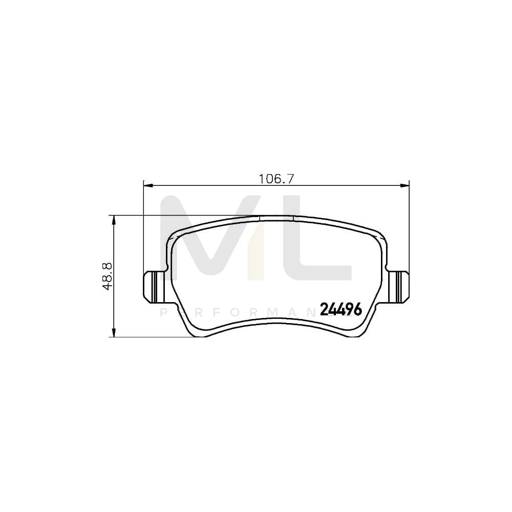 Hella 8DB 355 025-411 Brake Pad Set Not Prepared For Wear Indicator, With Brake Caliper Screws, With Accessories | ML Performance Car Parts