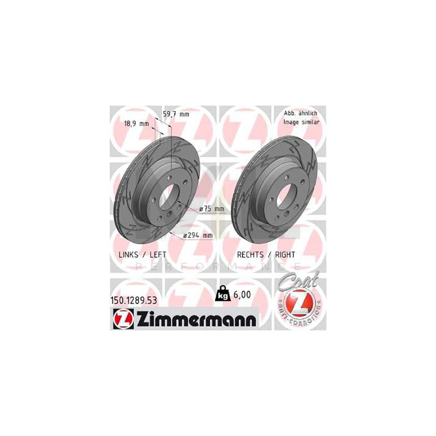 ZIMMERMANN BLACK Z 150.1289.53 Brake Disc for BMW 3 Series Externally Vented, Slotted, Coated, High-carbon | ML Performance Car Parts