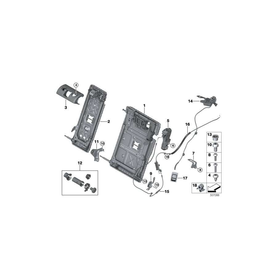 Genuine BMW 52207399217 G02 Frame, Backrest Left (Inc. X3) | ML Performance UK Car Parts