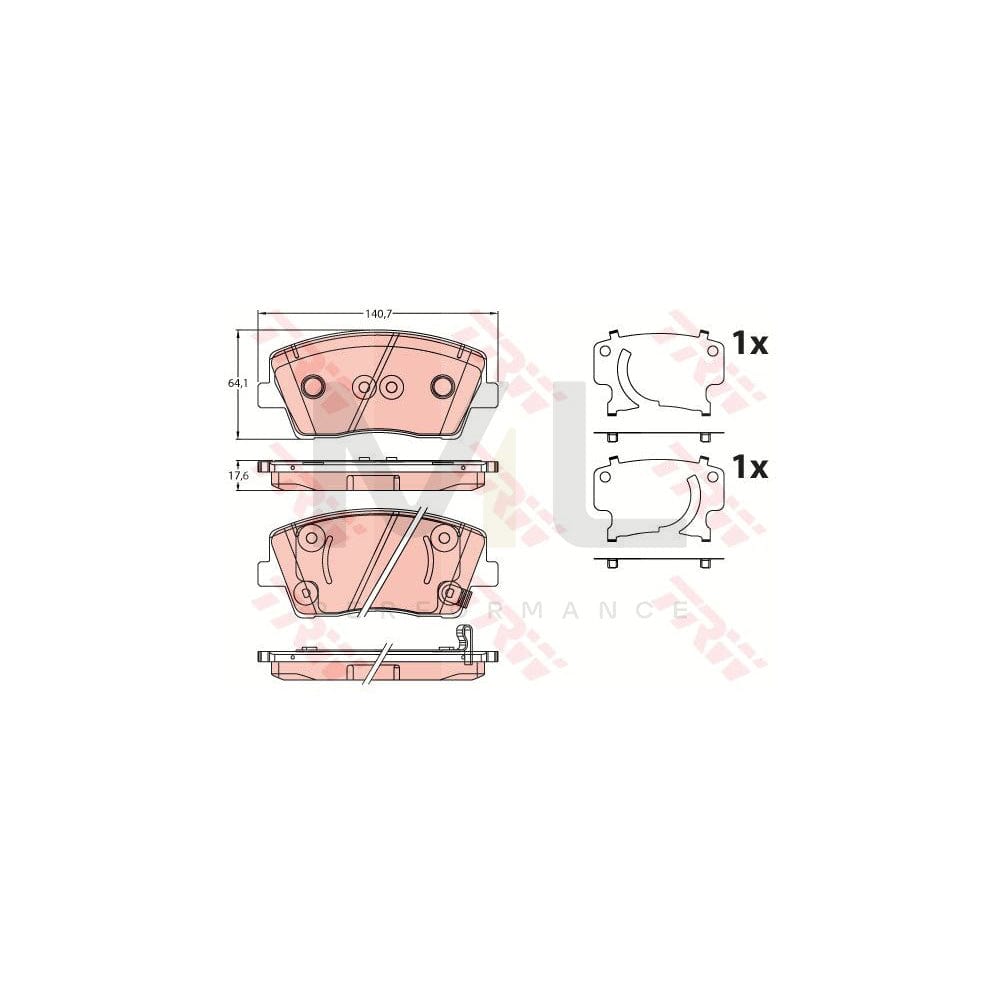 TRW Gdb2253 Brake Pad Set For Kia Stinger With Acoustic Wear Warning, With Accessories | ML Performance Car Parts