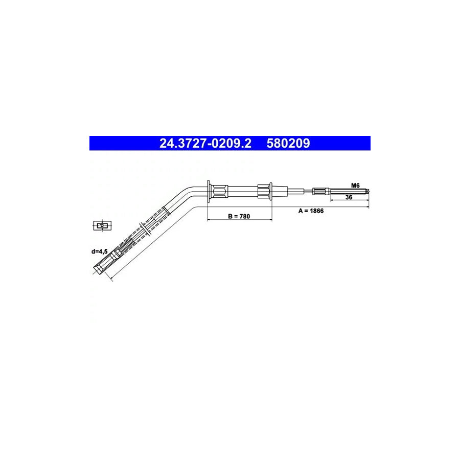 ATE 24.3727-0209.2 Hand Brake Cable For Bmw 5 Saloon (E28)