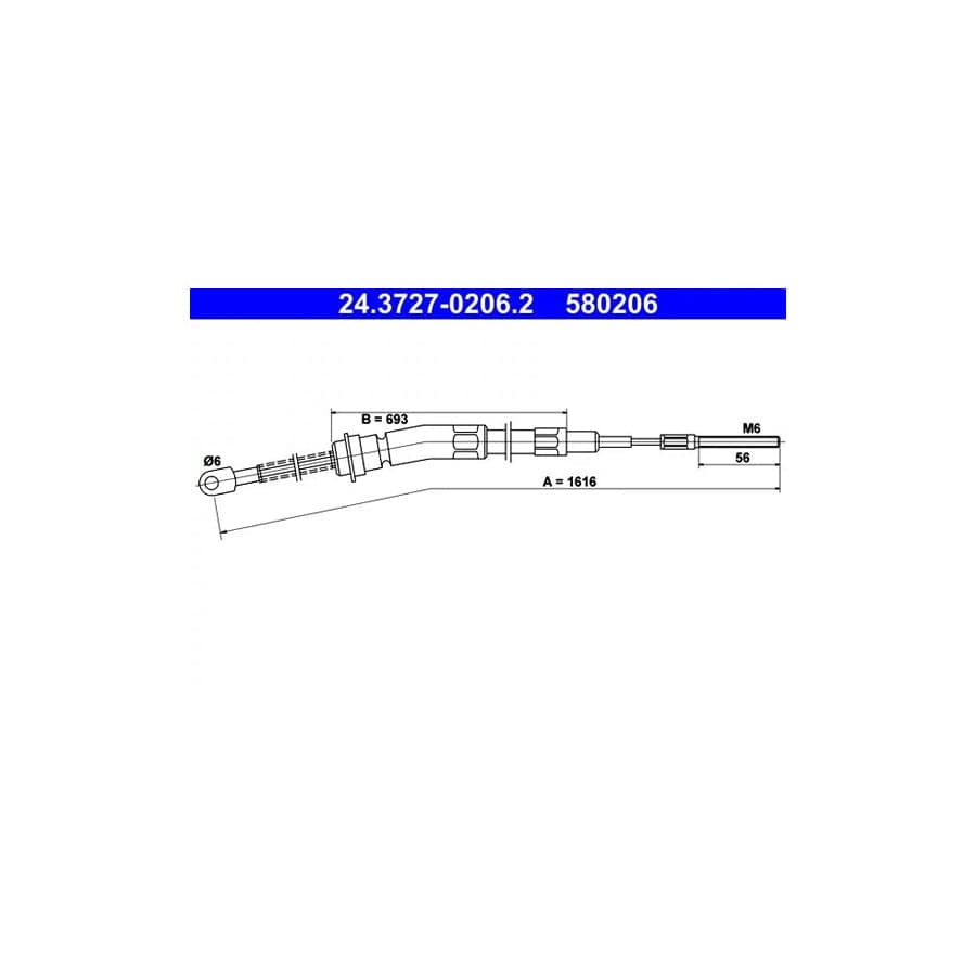 ATE 24.3727-0206.2 Hand Brake Cable For Bmw 3 Saloon (E21)