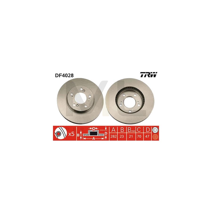 TRW DF4028 Brake Disc Vented, Painted | ML Performance Car Parts