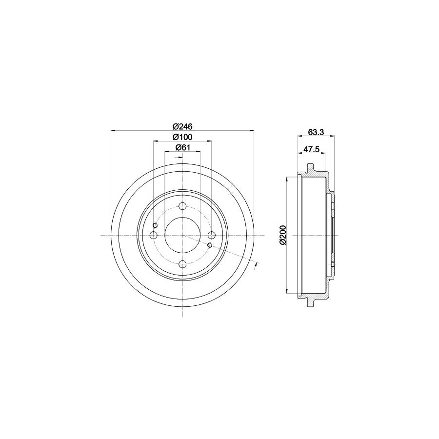 Hella 8DT 355 302-401 Brake Drum