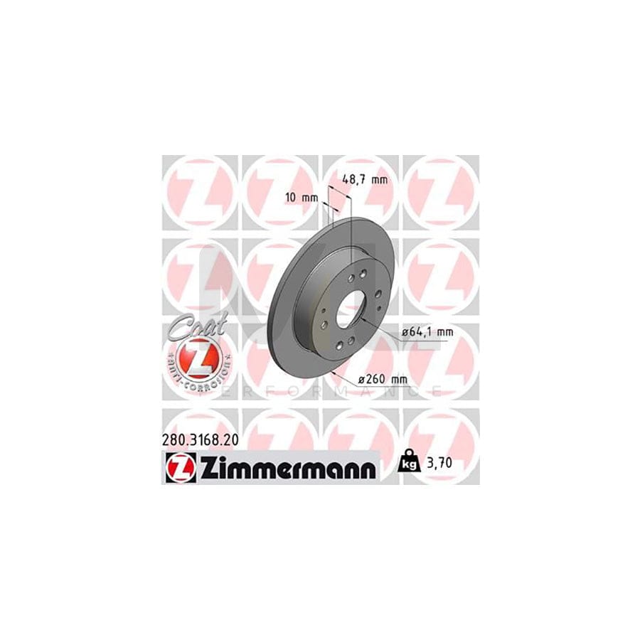 ZIMMERMANN COAT Z 280.3168.20 Brake Disc Solid, Coated | ML Performance Car Parts