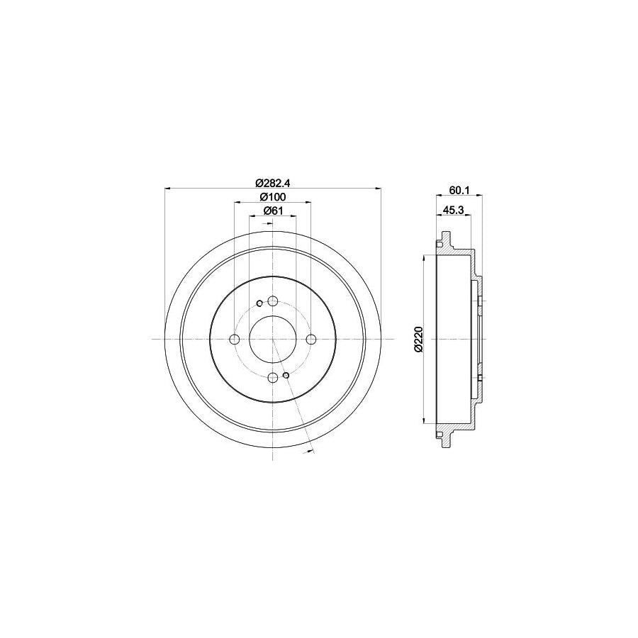 Hella 8DT 355 302-391 Brake Drum