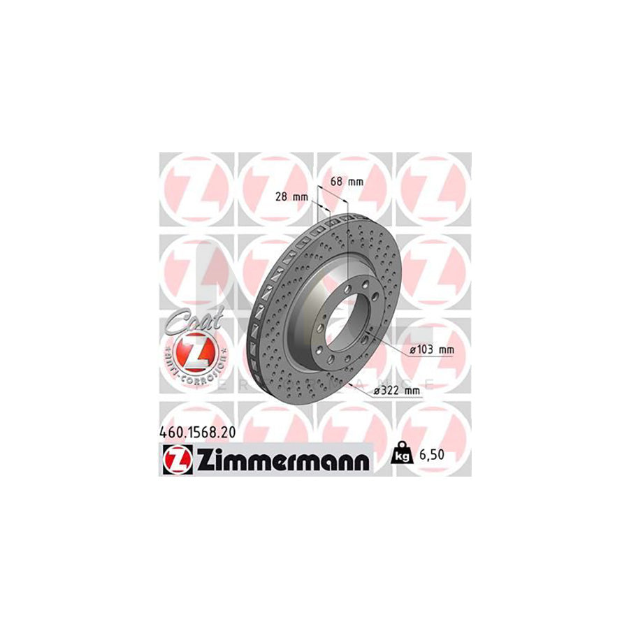 ZIMMERMANN COAT Z 460.1568.20 Brake Disc Internally Vented, Perforated, Coated | ML Performance Car Parts