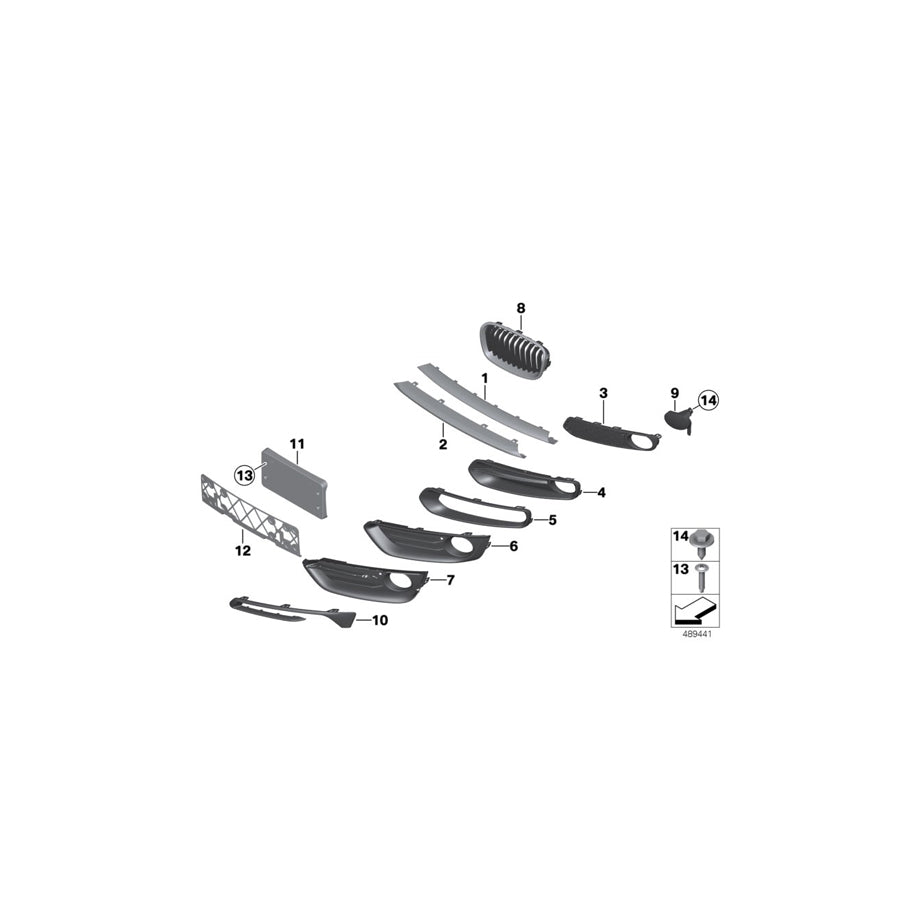 Genuine BMW 51117351824 F22 F23 Partially Open Grid, Right (Inc. 218i, 228iX & 230iX) | ML Performance UK