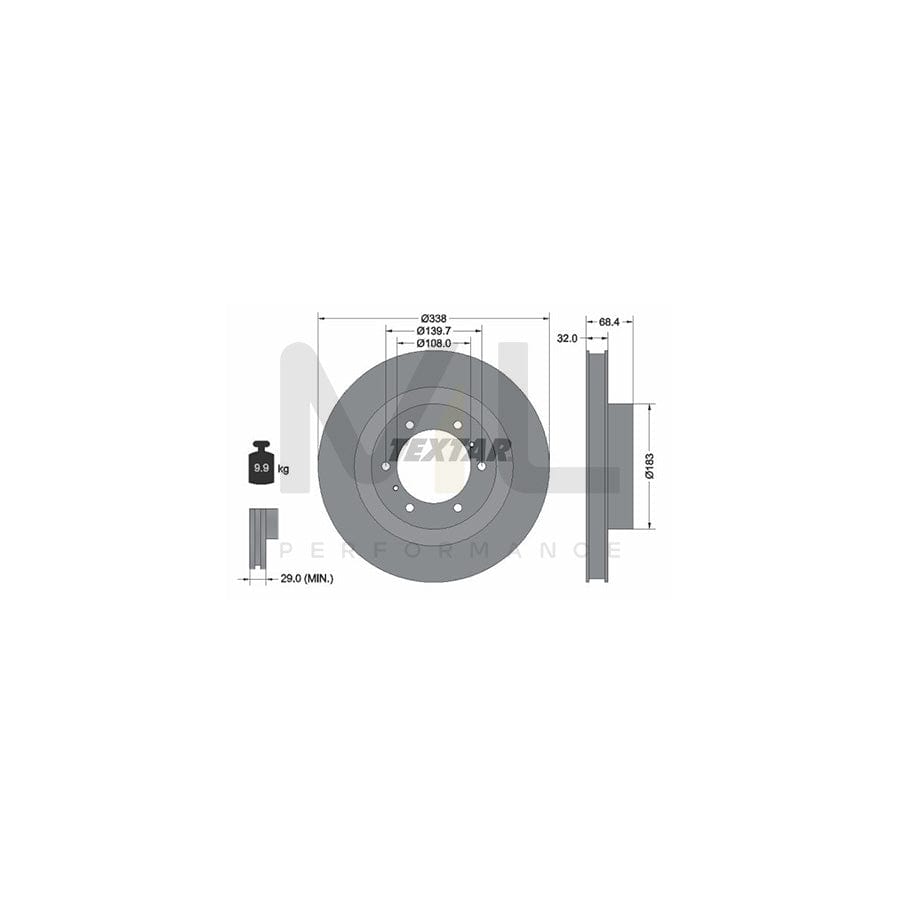 TEXTAR PRO 92223903 Brake Disc Internally Vented, Coated, without wheel hub, without wheel studs | ML Performance Car Parts