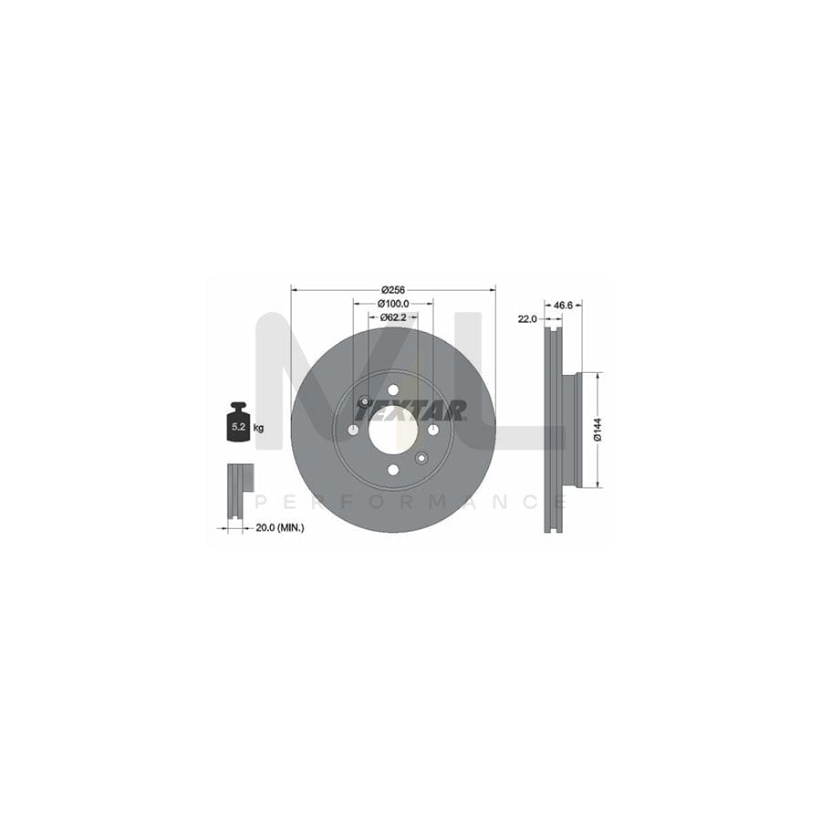 TEXTAR PRO 92164703 Brake Disc Internally Vented, Coated, without wheel hub, without wheel studs | ML Performance Car Parts