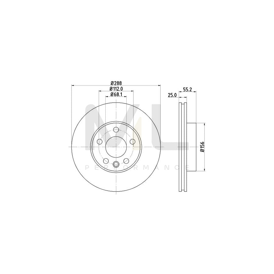 HELLA PRO 8DD 355 104-481 Brake Disc Internally Vented, Coated, without wheel hub, without wheel studs | ML Performance Car Parts