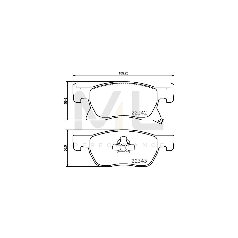 Hella 8DB 355 024-771 Brake Pad Set With Acoustic Wear Warning, With Accessories | ML Performance Car Parts