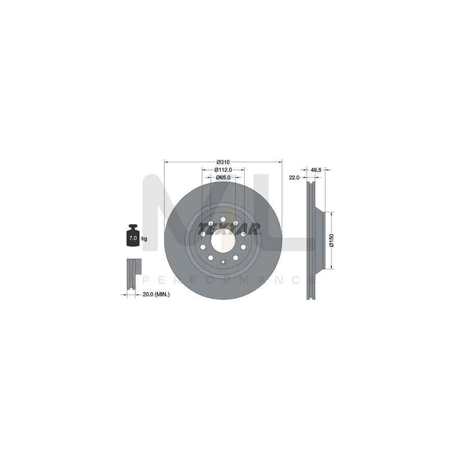 TEXTAR 92140700 Brake Disc Externally Vented, without wheel hub, without wheel studs | ML Performance Car Parts