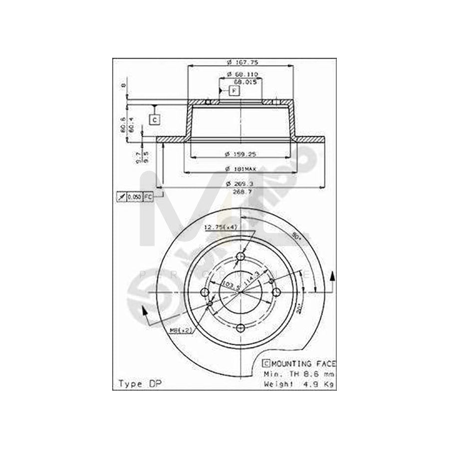 BREMBO 08.4851.10 Brake Disc Solid | ML Performance Car Parts