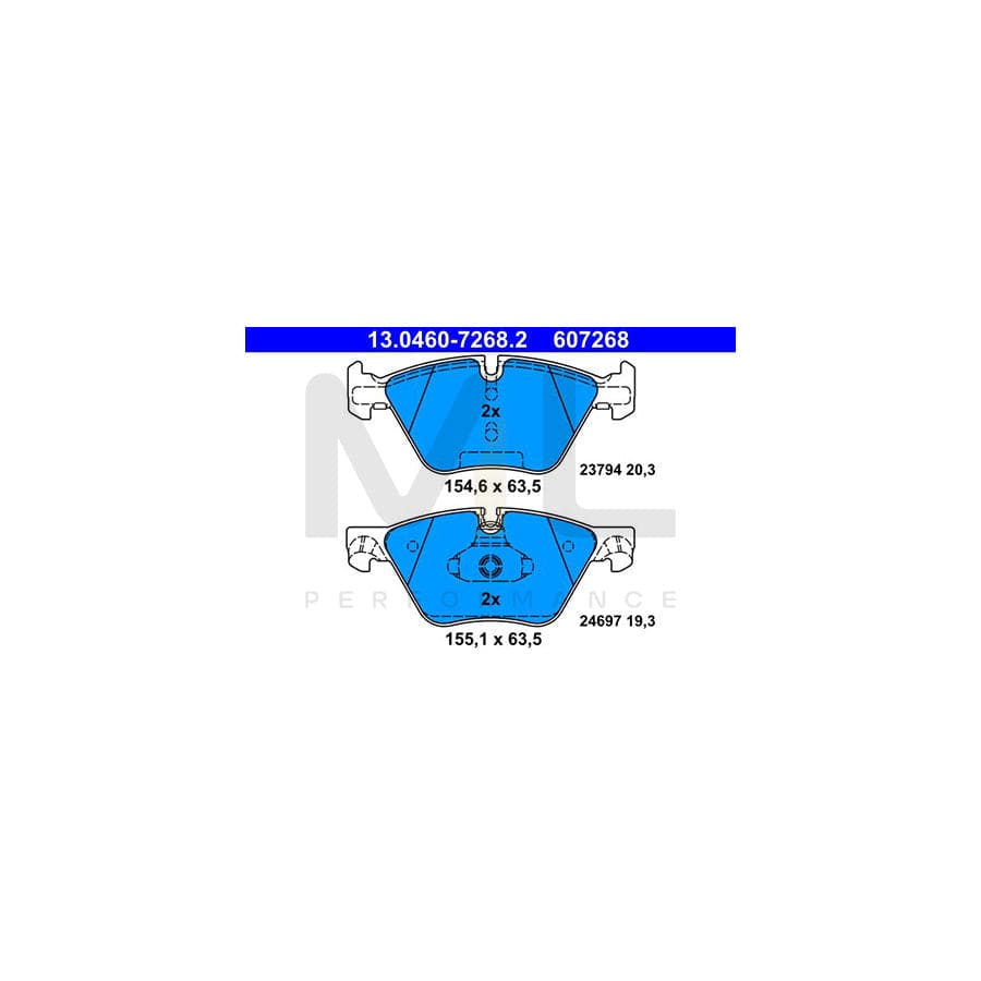 ATE 13.0460-7268.2 Brake pad set for BMW 5 Series excl. wear warning contact, prepared for wear indicator | ML Performance Car Parts