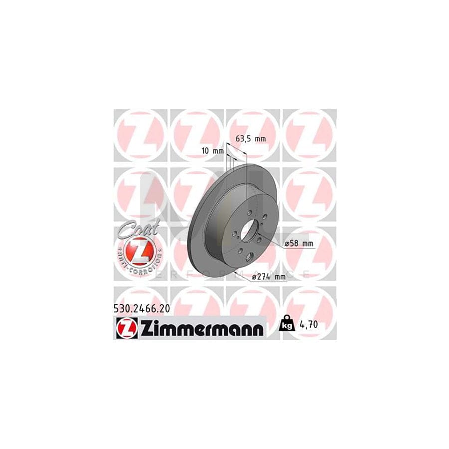 ZIMMERMANN COAT Z 530.2466.20 Brake Disc Solid, Coated | ML Performance Car Parts