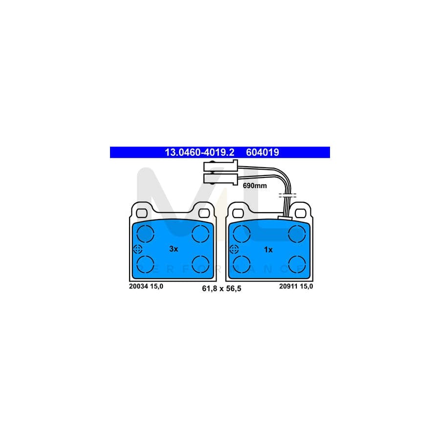 ATE 13.0460-4019.2 Brake pad set incl. wear warning contact | ML Performance Car Parts