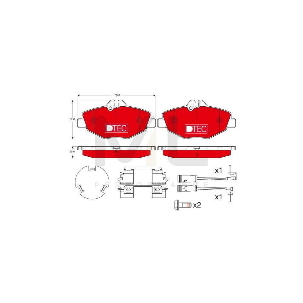 TRW Dtec Cotec Gdb1542Dte Brake Pad Set Suitable For Mercedes-Benz E-Class Incl. Wear Warning Contact, With Brake Caliper Screws, With Accessories | ML Performance Car Parts