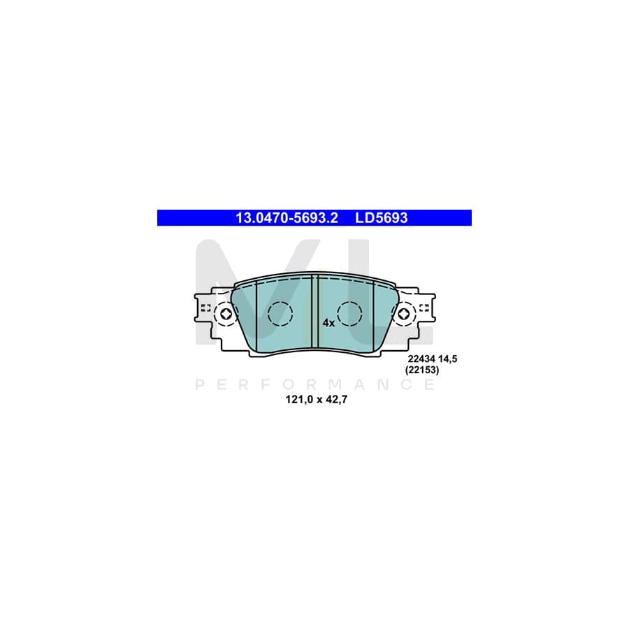 ATE 13.0470-5693.2 Brake pad set not prepared for wear indicator, without integrated wear warning contact | ML Performance Car Parts