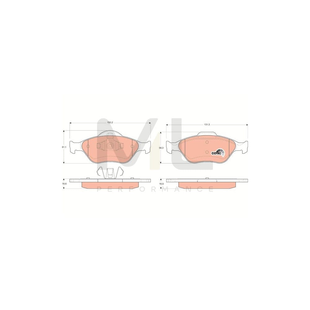 TRW Cotec Gdb1419 Brake Pad Set Not Prepared For Wear Indicator | ML Performance Car Parts