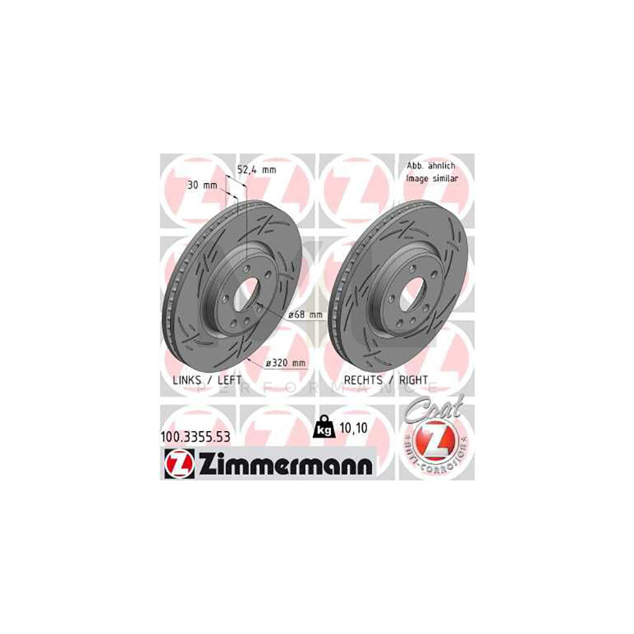 ZIMMERMANN 100.3355.53 Brake Disc Internally Vented, Slotted, Coated, High-carbon | ML Performance Car Parts