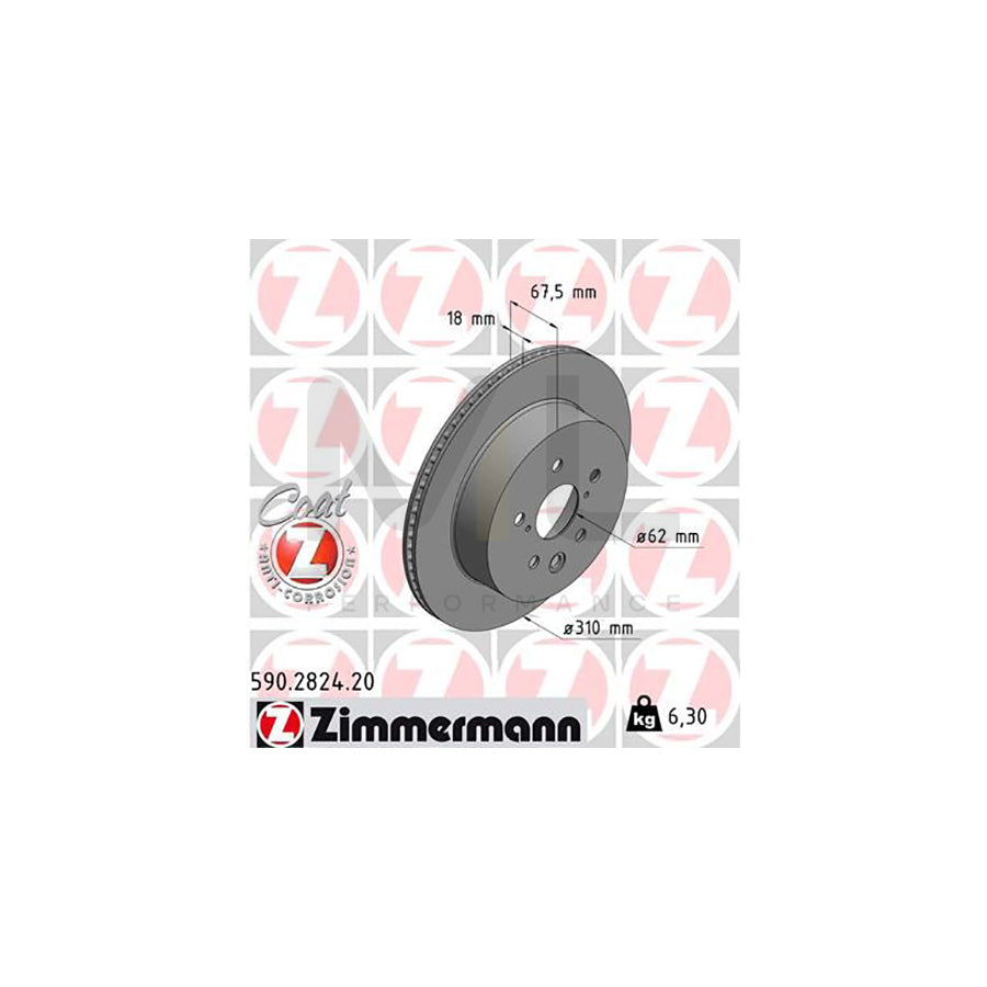 ZIMMERMANN COAT Z 590.2824.20 Brake Disc Internally Vented, Coated | ML Performance Car Parts