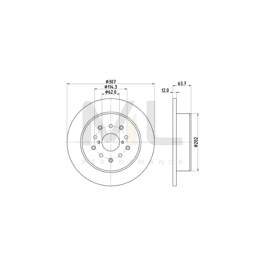 HELLA PRO 8DD 355 114-931 Brake Disc Solid, Coated, without wheel hub, without wheel studs | ML Performance Car Parts