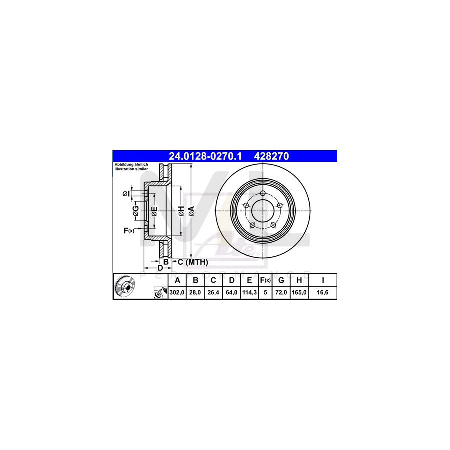 ATE 24.0128-0270.1 Brake Disc for JEEP Cherokee IV (KK) Vented, Coated, High-carbon | ML Performance Car Parts