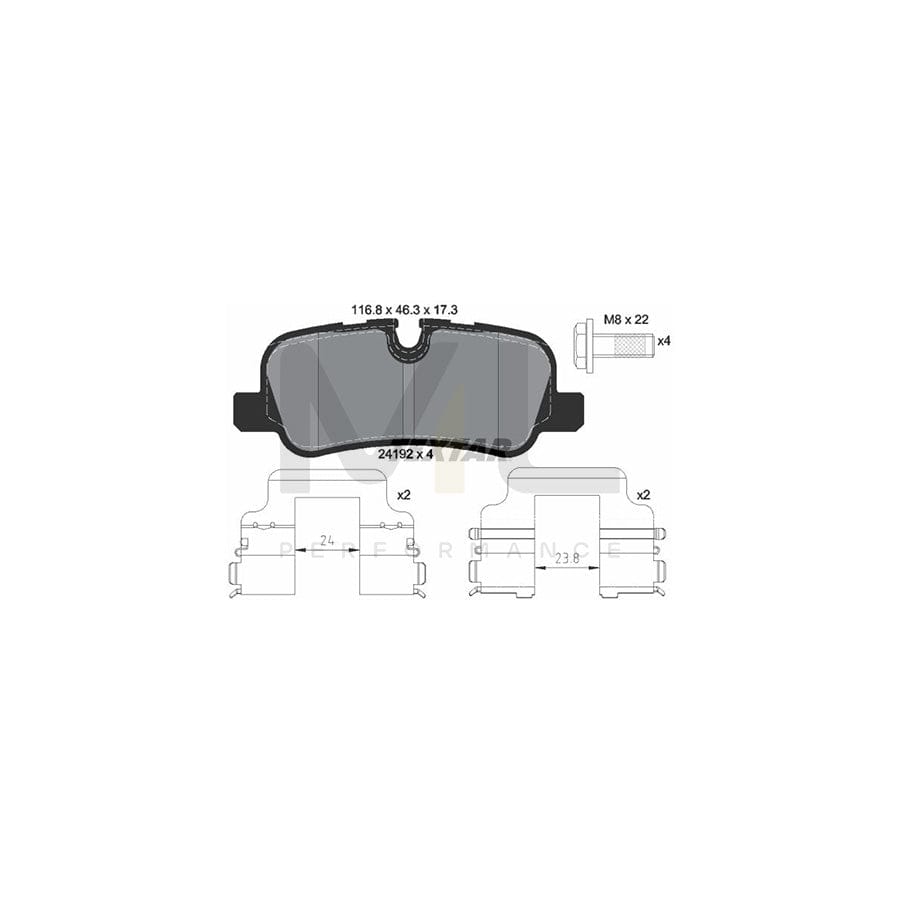 TEXTAR 2419282 Brake pad set epad, prepared for wear indicator, with brake caliper screws, with accessories | ML Performance Car Parts