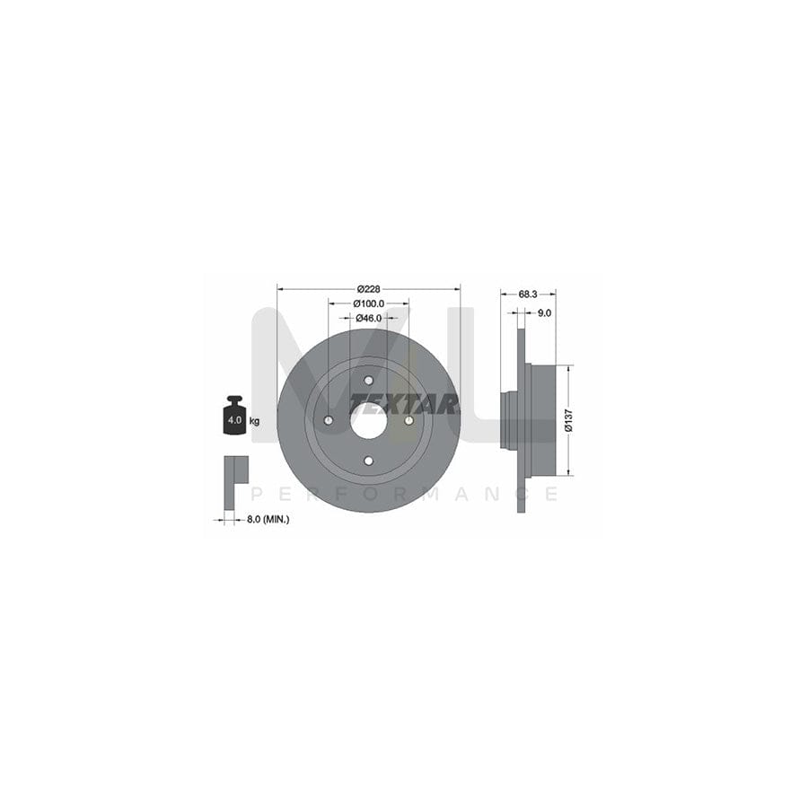 TEXTAR 92066100 Brake Disc Solid, with wheel hub, without wheel studs | ML Performance Car Parts