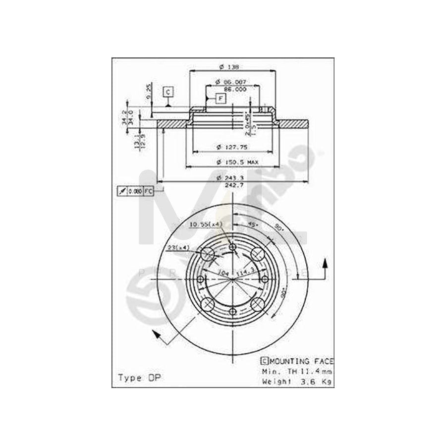 BREMBO 08.4786.10 Brake Disc Solid | ML Performance Car Parts