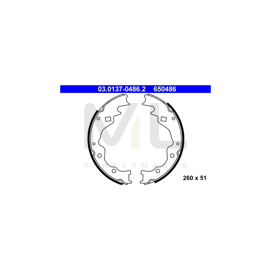 ATE 03.0137-0486.2 Brake Shoe Set without lever | ML Performance Car Parts