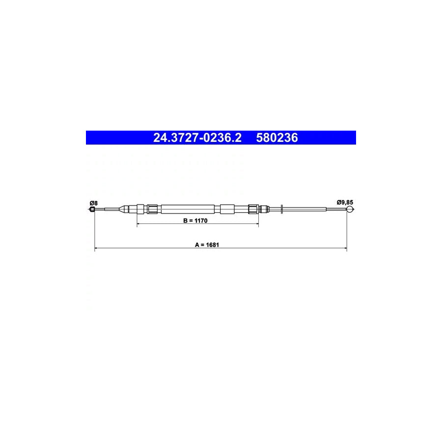 ATE 24.3727-0236.2 Hand Brake Cable For Bmw 5 Series