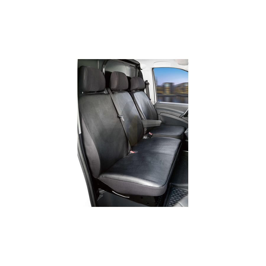 WALSER 11507 Car seat cover Black, Leatherette, Polyester, Front | ML Performance Car Parts