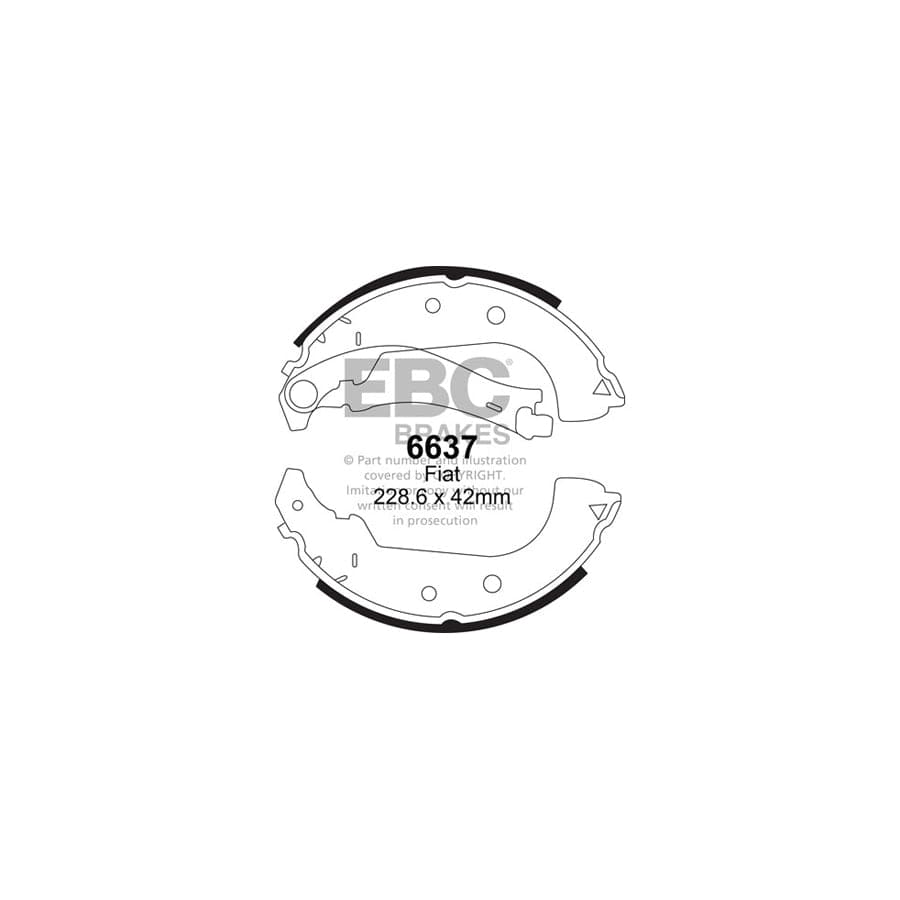 EBC 6637 Fiat Lancia Rear Brake Shoes (Inc. Idea, Fiorino, Strada Pick-up, Musa) 1 | ML Performance UK Car Parts