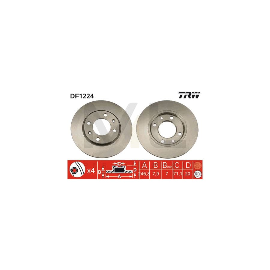 TRW DF1224 Brake Disc Solid, Painted | ML Performance Car Parts