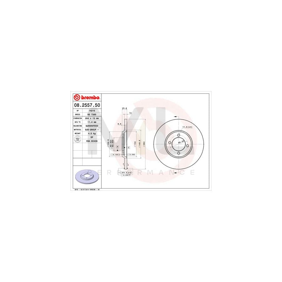 BREMBO 08.2557.50 Brake Disc Solid | ML Performance Car Parts