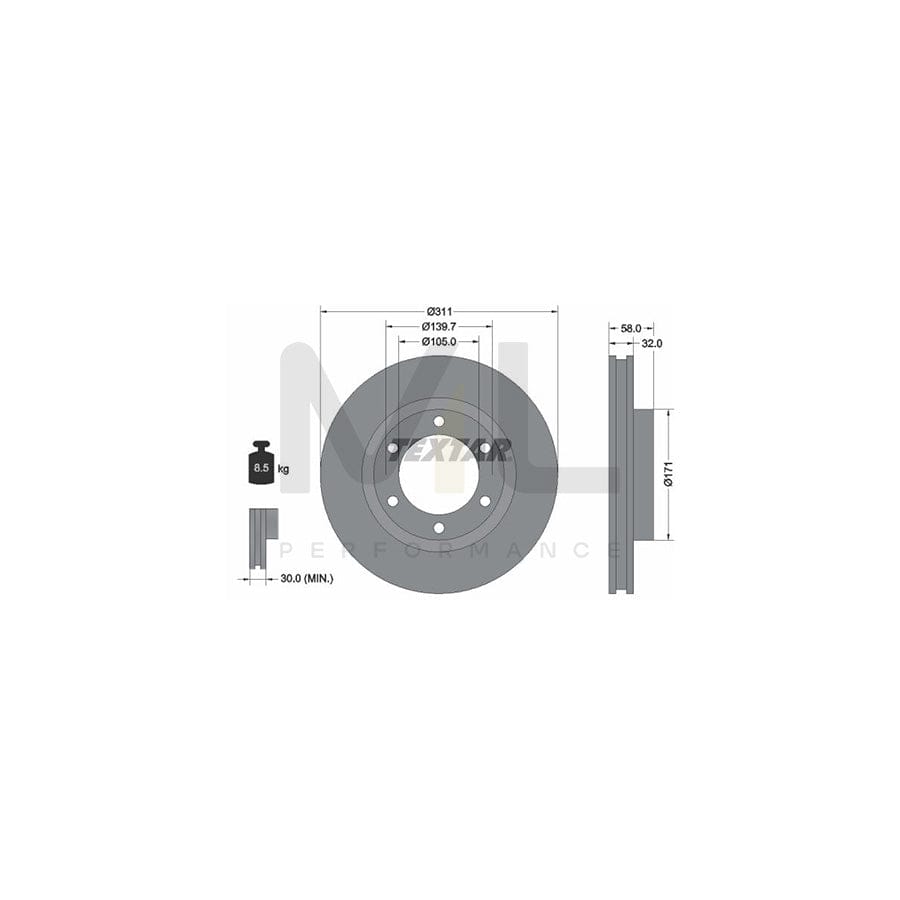 TEXTAR 92080600 Brake Disc Internally Vented, without wheel hub, without wheel studs | ML Performance Car Parts