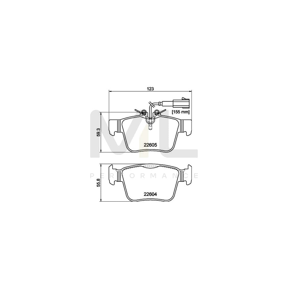 Hella 8DB 355 025-881 Brake Pad Set With Integrated Wear Warning Contact | ML Performance Car Parts