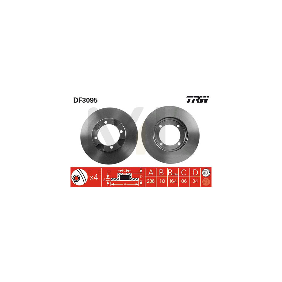 TRW DF3095 Brake Disc Vented | ML Performance Car Parts