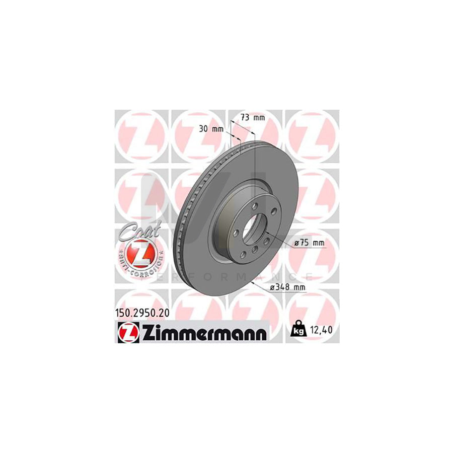 ZIMMERMANN COAT Z 150.2950.20 Brake Disc for BMW X4 (F26) Internally Vented, Coated, High-carbon | ML Performance Car Parts