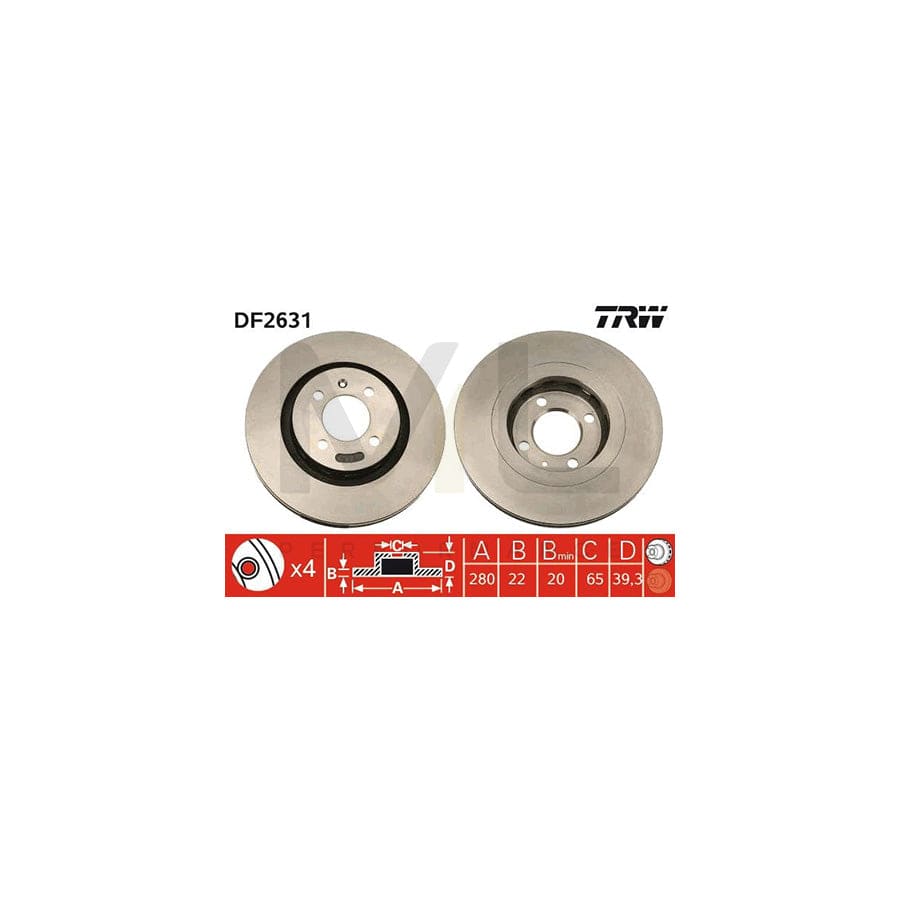 TRW DF2631 Brake Disc Vented, Painted | ML Performance Car Parts