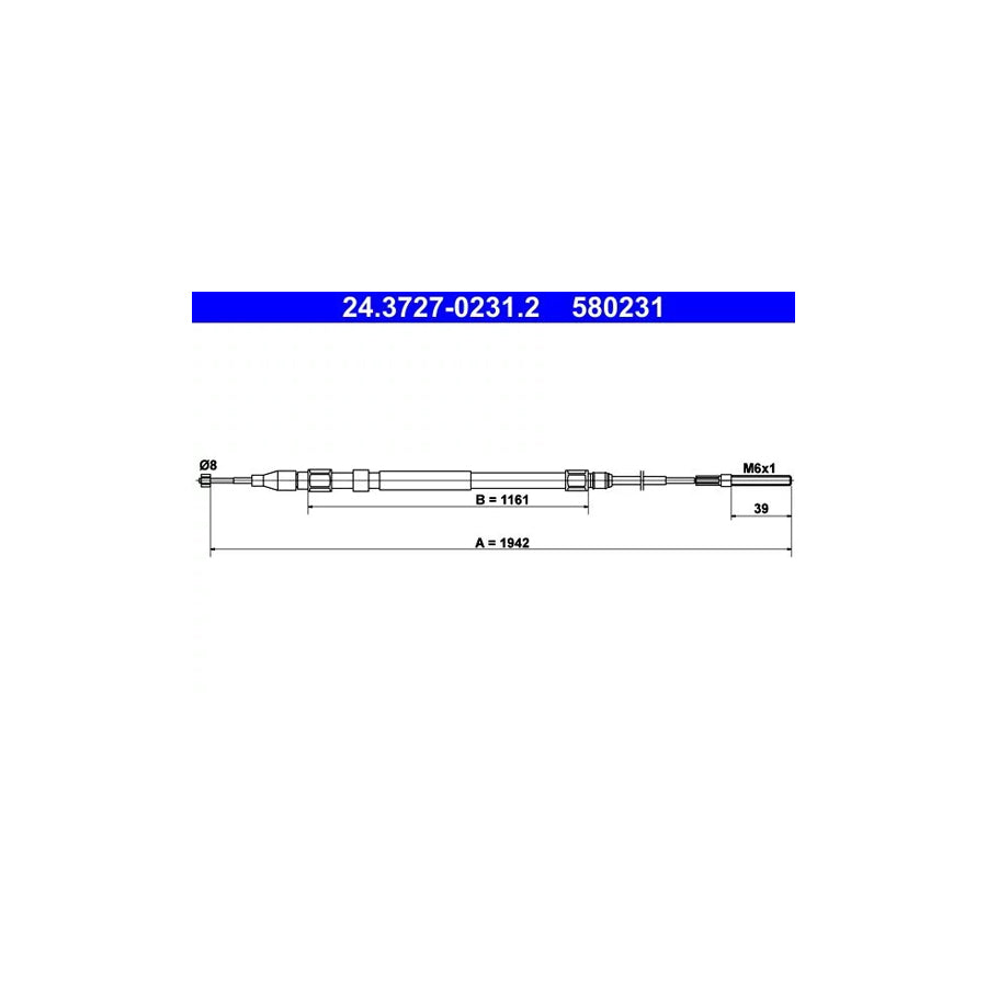 ATE 24.3727-0231.2 Hand Brake Cable For Bmw X5 (E53)