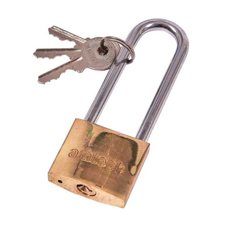 Amtech 38mm Long Shackle Brass Padlock | ML Performance DIY & Power Tools